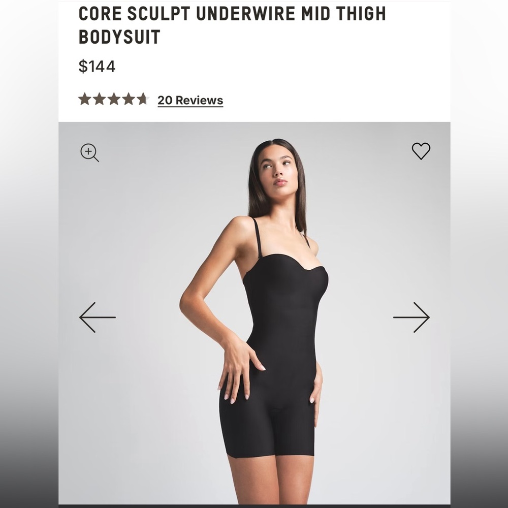 Skims CORE SCULPT UNDERWIRE MID THIGH
BODYSUIT-blk-S-NWT